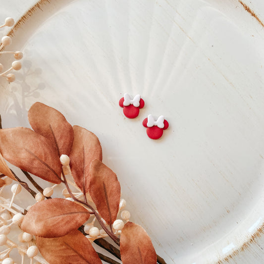 Mini Mouse Studs red&white